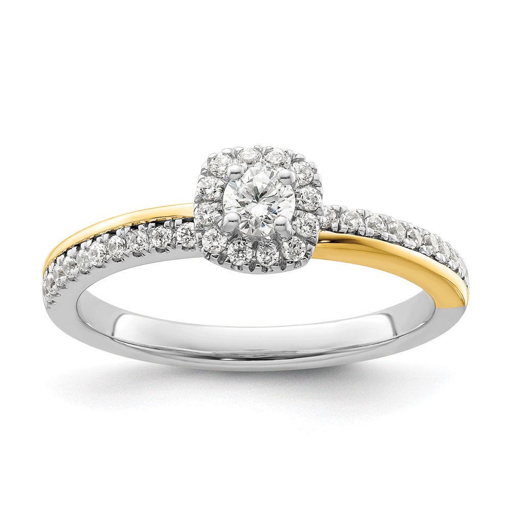 14K Two-Tone Lab Grown VS/SI+ G+ Dia Two Promises Halo Complete Eng Ring (RM9217E-015-CWYLG)