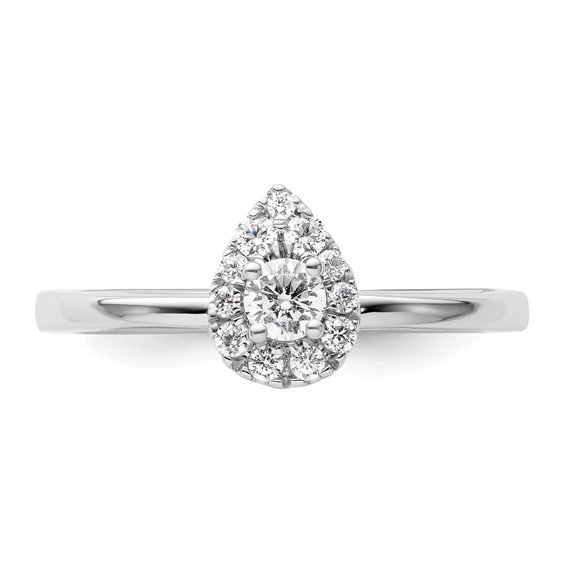 Two Promises 14k White Gold 1/3 carat Lab Grown Diamond VS/SI+ G+ Complete Petite Halo Engagement Ring