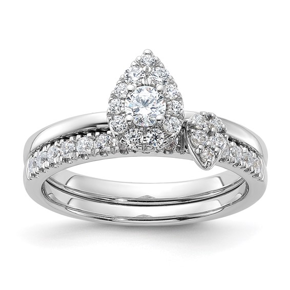 Two Promises 14k White Gold 1/3 carat Lab Grown Diamond VS/SI+ G+ Complete Petite Halo Engagement Ring