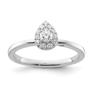 Two Promises 14k White Gold 1/3 carat Lab Grown Diamond VS/SI+ G+ Complete Petite Halo Engagement Ring