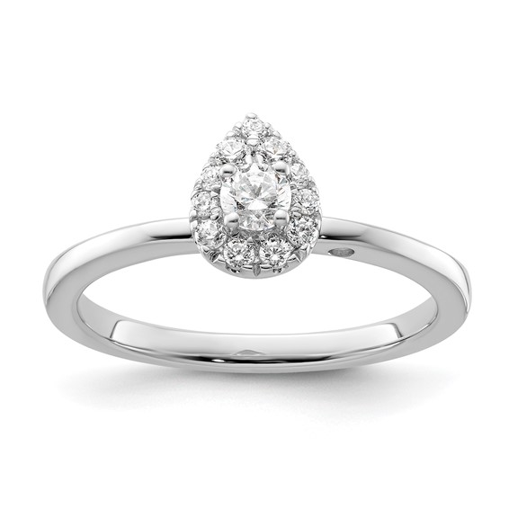 Two Promises 14k White Gold 1/3 carat Lab Grown Diamond VS/SI+ G+ Complete Petite Halo Engagement Ring