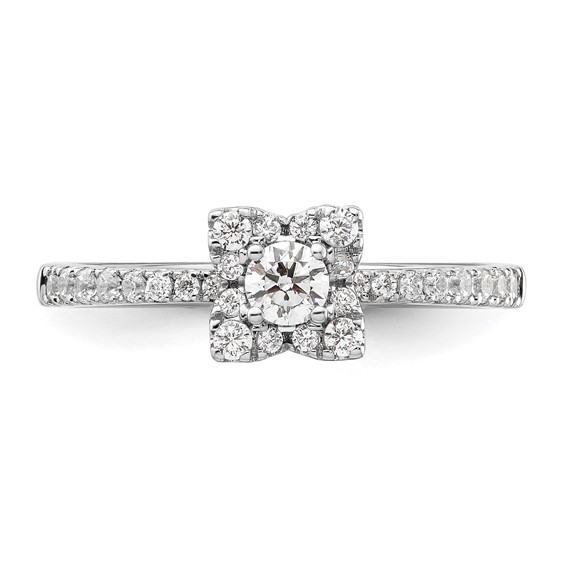 Two Promises 14k White Gold 3/8 carat Lab Grown Diamond VS/SI+ G+ Complete Halo Engagement Ring