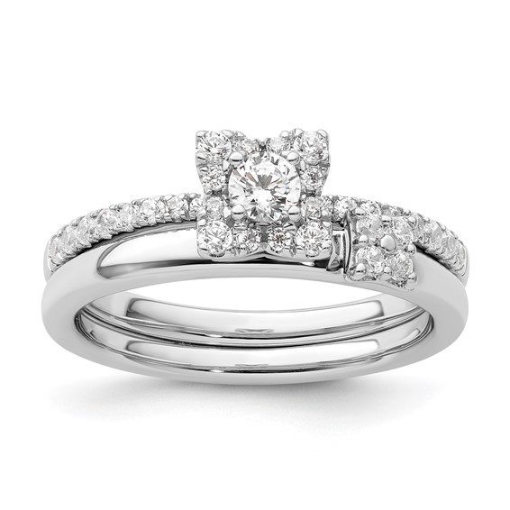 Two Promises 14k White Gold 3/8 carat Lab Grown Diamond VS/SI+ G+ Complete Halo Engagement Ring