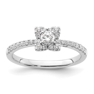 Two Promises 14k White Gold 3/8 carat Lab Grown Diamond VS/SI+ G+ Complete Halo Engagement Ring