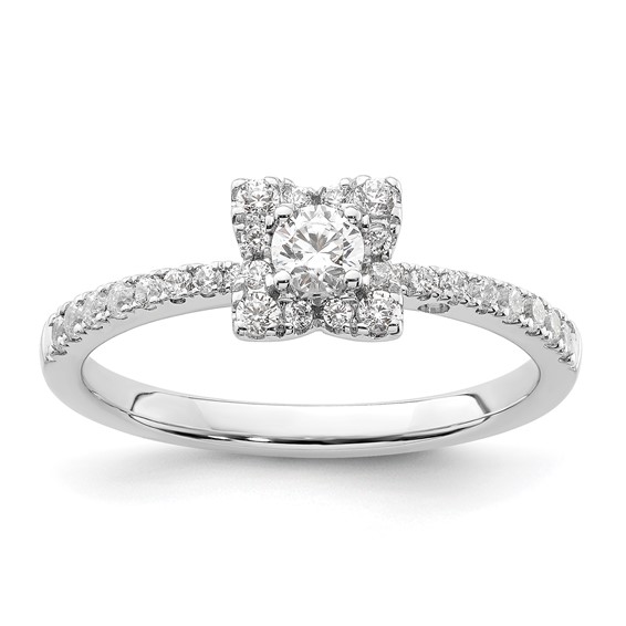 Two Promises 14k White Gold 3/8 carat Lab Grown Diamond VS/SI+ G+ Complete Halo Engagement Ring