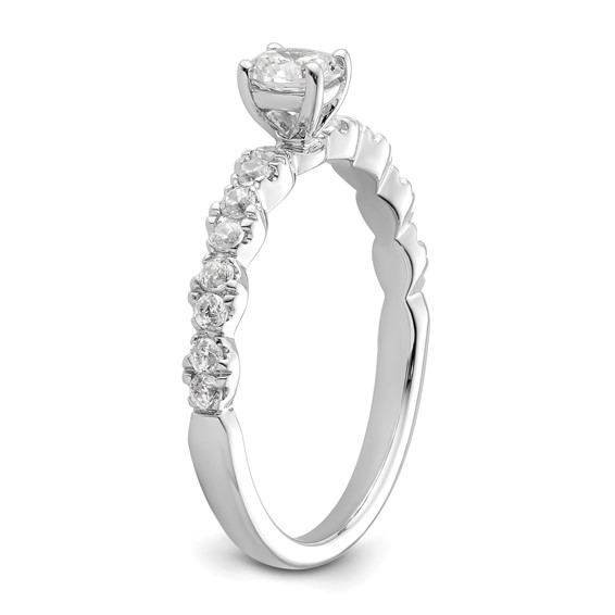 Two Promises 14k White Gold 5/8 carat Lab Grown Diamond VS/SI+ G+ Complete Petite Engagement Ring