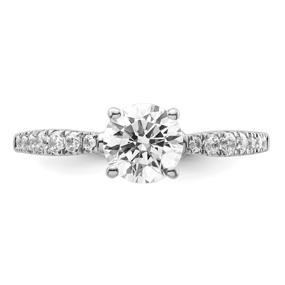 14k White Gold Semi-mount Diamond Round Center Engagement Ring