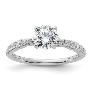 14k White Gold Semi-mount Diamond Round Center Engagement Ring