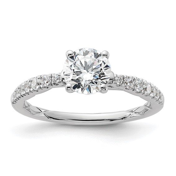 14k White Gold Semi-mount Diamond Round Center Engagement Ring