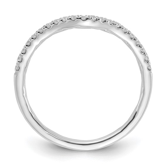 14k White Gold 1/6 carat Lab Grown Diamond VS+ F+ Complete Contoured Wedding Band