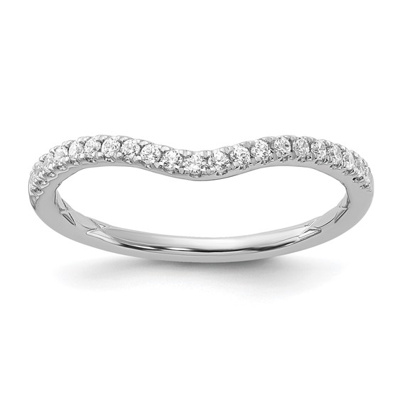 14k White Gold 1/6 carat Lab Grown Diamond VS+ F+ Complete Contoured Wedding Band