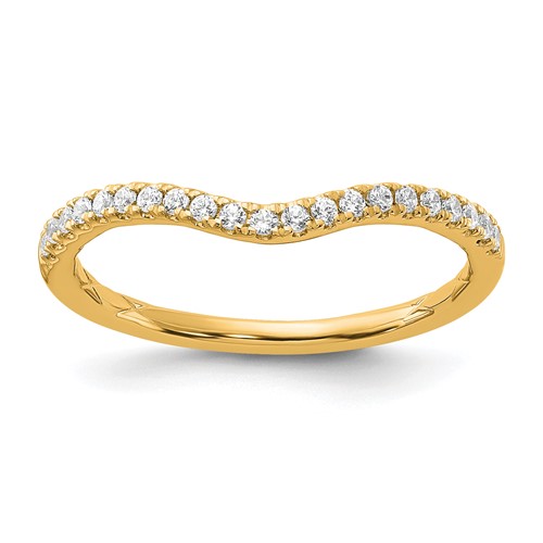 14K Yellow Gold 0.17 Carat Lab Grown Diamond VS SI+ G+ Complete Contoured Wedding Band