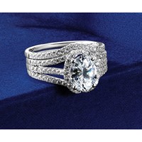 14K White Gold 0.62 Carat Lab Grown Diamond VS SI+ G+ 1.50 Carat Oval Center Semi Mount Halo Engagement Ring view 2