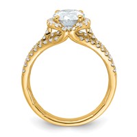 14K Yellow Gold 0.62 Carat Lab Grown Diamond VS SI+ G+ 1.50 Carat Oval Center Semi Mount Halo Engagement Ring view 2