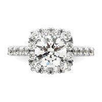 14K White Gold 1 Carat Lab Grown Diamond VS SI+ G+ 1.50 Carat Center Round Semi Mount Halo Engagement Ring view 4