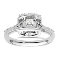 14K White Gold 1 Carat Lab Grown Diamond VS SI+ G+ 1.50 Carat Center Round Semi Mount Halo Engagement Ring view 5