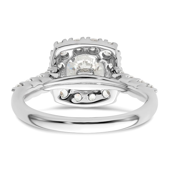 14k White Gold 1 carat Lab Grown Diamond VS/SI+ G+ 1 1/2 carat Center Round Semi Mount Halo Engagement Ring