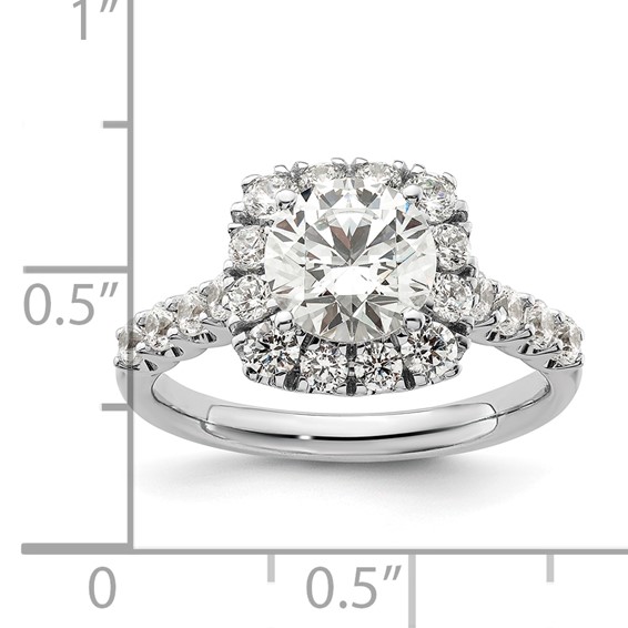 14k White Gold 1 carat Lab Grown Diamond VS/SI+ G+ 1 1/2 carat Center Round Semi Mount Halo Engagement Ring