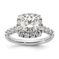14K White Gold 1 Carat Lab Grown Diamond VS SI+ G+ 1.50 Carat Center Round Semi Mount Halo Engagement Ring view 1