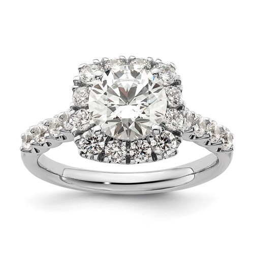 14K White Gold 1 Carat Lab Grown Diamond VS SI+ G+ 1.50 Carat Center Round Semi Mount Halo Engagement Ring