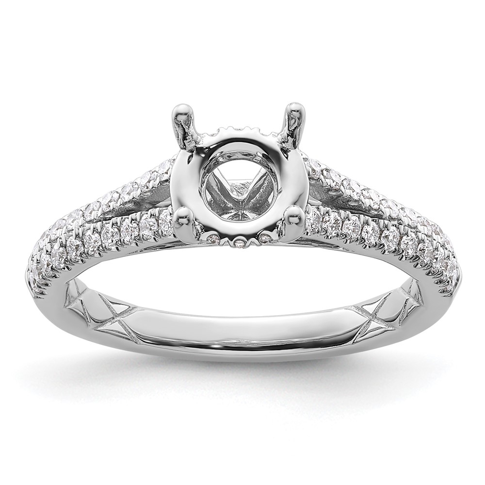14K White Gold 0.33 Carat Lab Grown Diamond VS SI+ G+ 1.25 Carat Round Center Semi Mount Engagement Ring