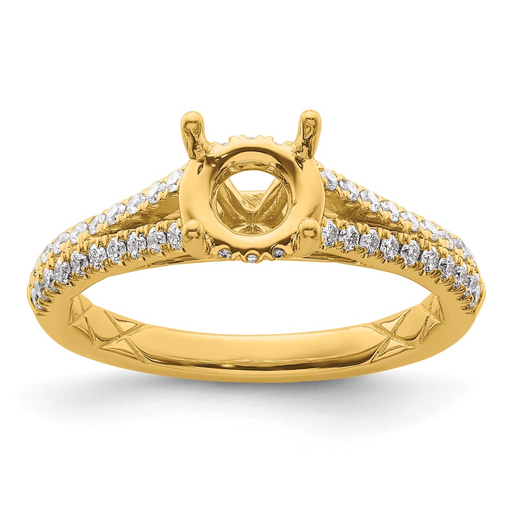 14K Yellow Gold 0.33 Carat Lab Grown Diamond VS SI+ G+ 1.25 Carat Round Center Semi Mount Engagement Ring
