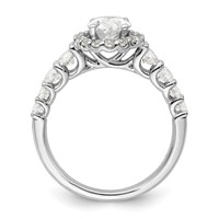 14K White Gold 0.88 Carat Lab Grown Diamond VS SI+ G+ 1 Carat Center Oval Semi Mount Engagement Ring view 2