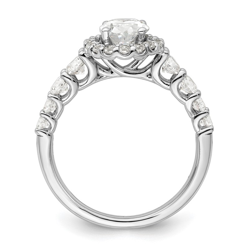 14k White Gold 7/8 carat Lab Grown Diamond VS/SI+ G+ 1 carat Center Oval Semi Mount Engagement Ring