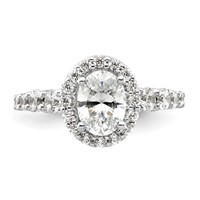 14K White Gold 0.88 Carat Lab Grown Diamond VS SI+ G+ 1 Carat Center Oval Semi Mount Engagement Ring view 4