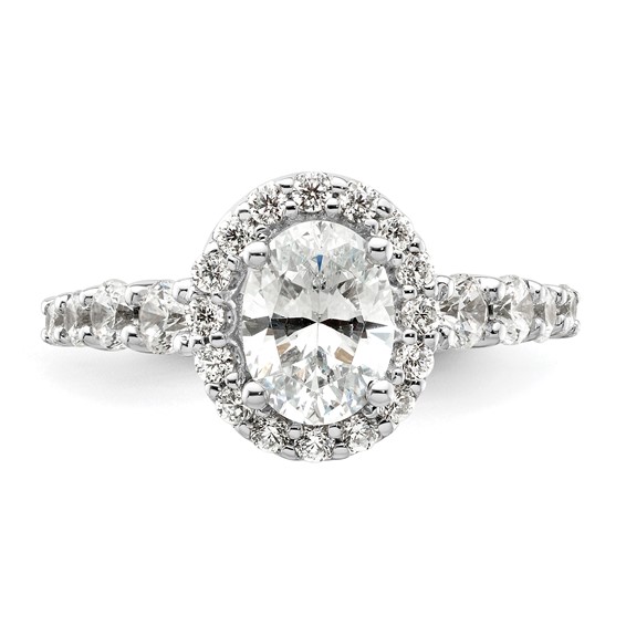 14k White Gold 7/8 carat Lab Grown Diamond VS/SI+ G+ 1 carat Center Oval Semi Mount Engagement Ring