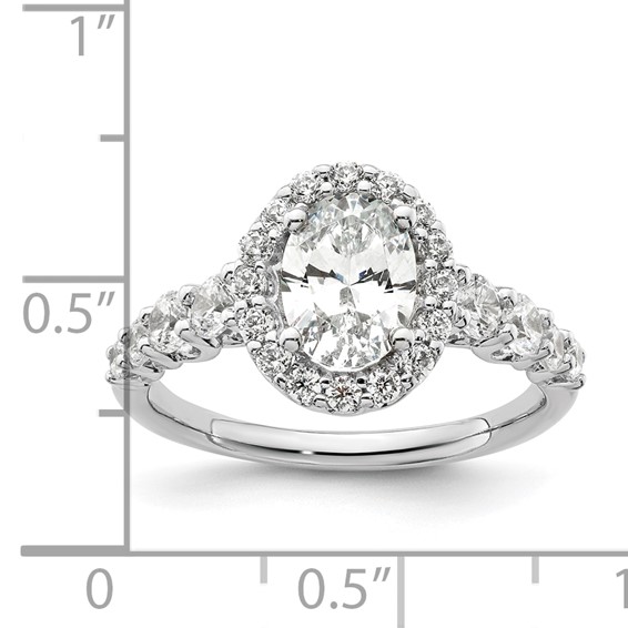 14k White Gold 7/8 carat Lab Grown Diamond VS/SI+ G+ 1 carat Center Oval Semi Mount Engagement Ring
