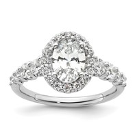 14K White Gold 0.88 Carat Lab Grown Diamond VS SI+ G+ 1 Carat Center Oval Semi Mount Engagement Ring view 1