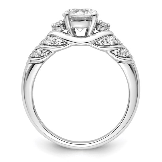 14k White Gold 1/3 carat Lab Grown Diamond VS/SI+ G+ 1 carat Center Round Semi Mount Shared Prong Engagement Ring