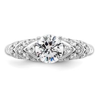 14K White Gold 0.33 Carat Lab Grown Diamond VS SI+ G+ 1 Carat Center Round Semi Mount Shared Prong Engagement Ring view 4