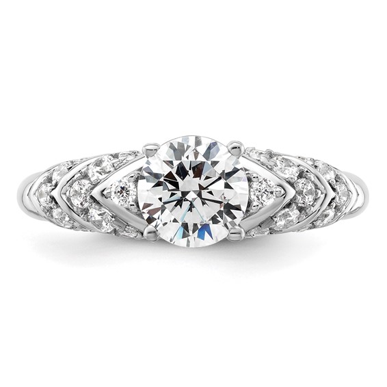 14k White Gold 1/3 carat Lab Grown Diamond VS/SI+ G+ 1 carat Center Round Semi Mount Shared Prong Engagement Ring