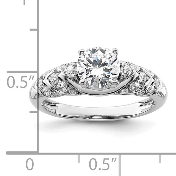 14k White Gold 1/3 carat Lab Grown Diamond VS/SI+ G+ 1 carat Center Round Semi Mount Shared Prong Engagement Ring