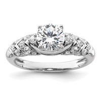 14K White Gold 0.33 Carat Lab Grown Diamond VS SI+ G+ 1 Carat Center Round Semi Mount Shared Prong Engagement Ring view 1