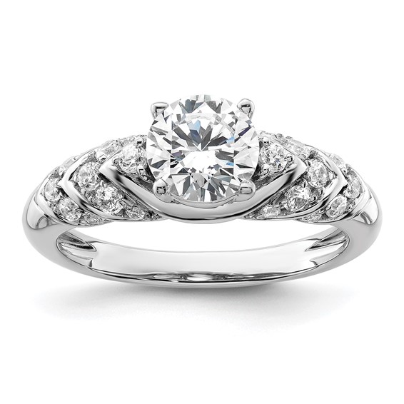 14k White Gold 1/3 carat Lab Grown Diamond VS/SI+ G+ 1 carat Center Round Semi Mount Shared Prong Engagement Ring
