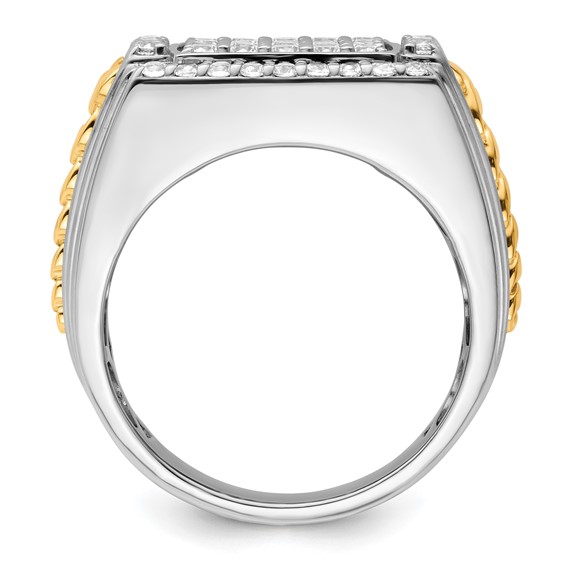 IBGoodman 14k Two-Tone 1 1/2 carat Lab Grown Diamond VS/SI+ G+ Men's Ring