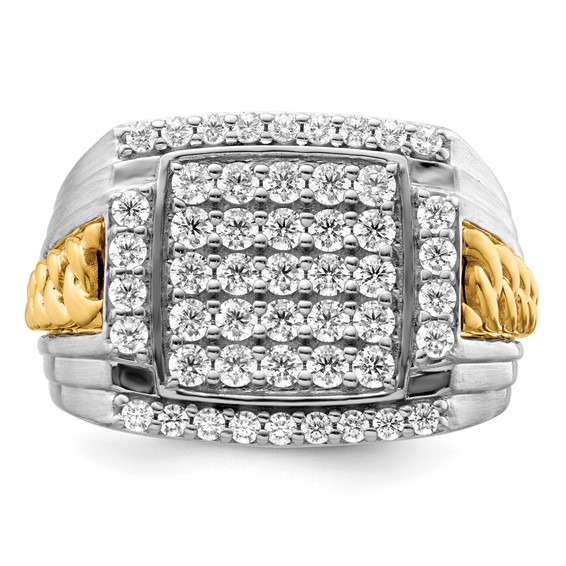 IBGoodman 14k Two-Tone 1 1/2 carat Lab Grown Diamond VS/SI+ G+ Men's Ring