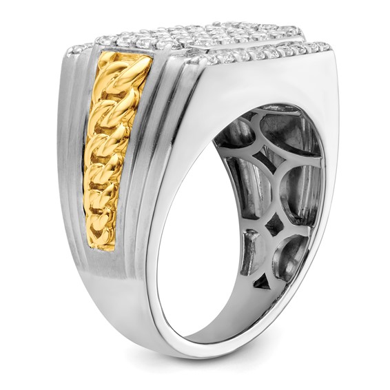 IBGoodman 14k Two-Tone 1 1/2 carat Lab Grown Diamond VS/SI+ G+ Men's Ring