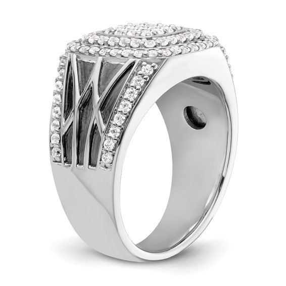 IBGoodman 14k White Gold 1 1/8 carat Lab Grown Diamond VS/SI+ G+ Side Design Men's Ring