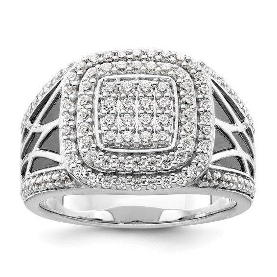 IBGoodman 14k White Gold 1 1/8 carat Lab Grown Diamond VS/SI+ G+ Side Design Men's Ring