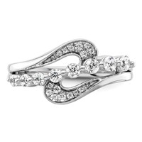 14K White Gold 0.50 Carat Lab Grown Diamond VS SI+ G+ Complete Fashion Ring view 4