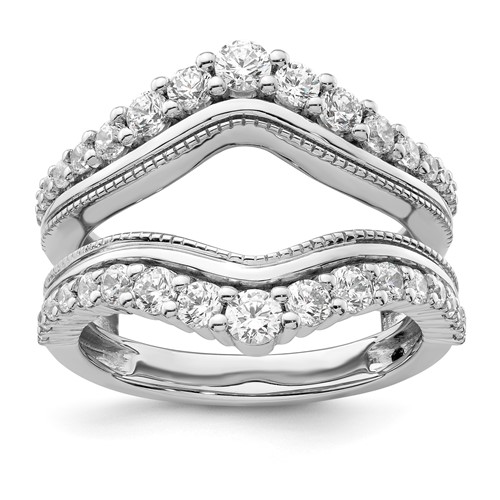 14K White Gold 1.12 Carat Lab Grown Diamond VS SI+ G+ Complete Ring Guard