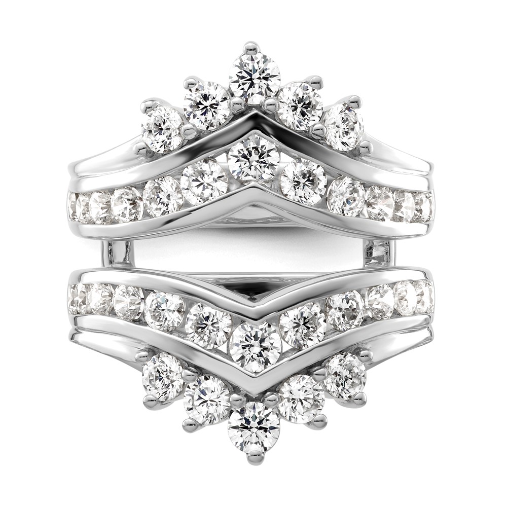 14k White Gold 2 1/3 carat Lab Grown Diamond VS/SI+ G+ Complete Double Row Ring Guard (RM9316B-233-7WLG)