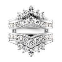 14K White Gold 2.33 Carat Lab Grown Diamond VS SI+ G+ Complete Double Row Ring Guard view 4