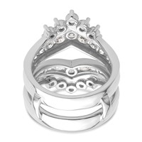 14K White Gold 2.33 Carat Lab Grown Diamond VS SI+ G+ Complete Double Row Ring Guard view 5
