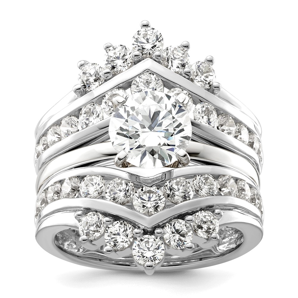 14k White Gold 2 1/3 carat Lab Grown Diamond VS/SI+ G+ Complete Double Row Ring Guard (RM9316B-233-7WLG)