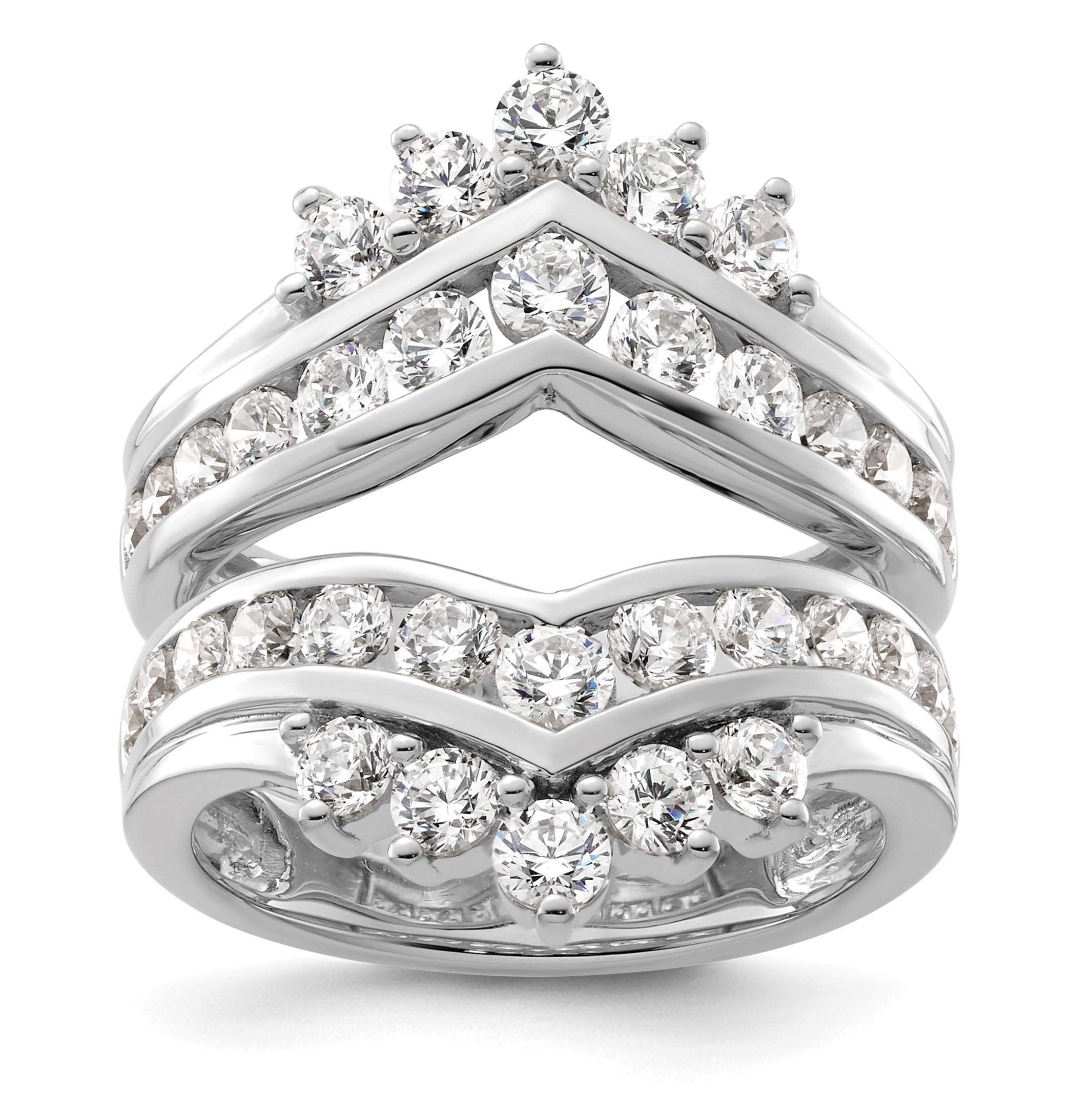 14k White Gold 2 1/3 carat Lab Grown Diamond VS/SI+ G+ Complete Double Row Ring Guard (RM9316B-233-7WLG)